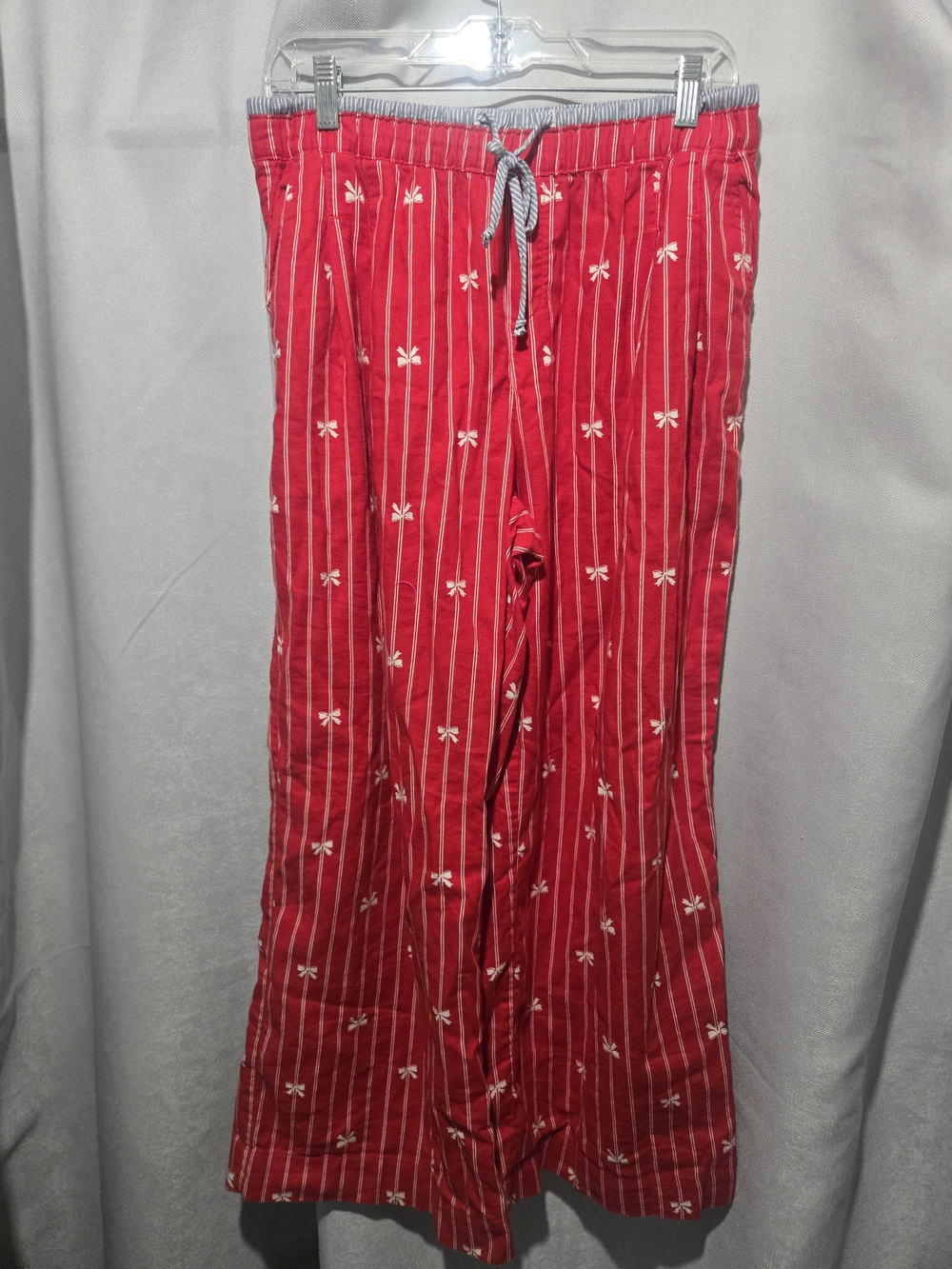 aerie Red Striped Pajama Pants with White Palm Print